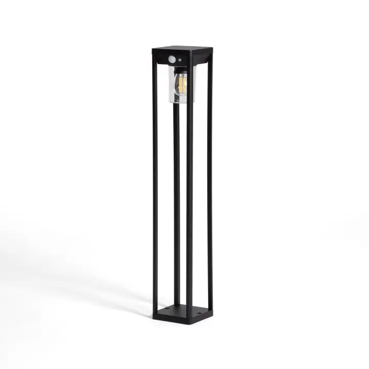 Ledkia Baliza de Pie Exterior Solar LED 2W 60cm Aluminio con Sensor de Movimiento Devah Negro - 1