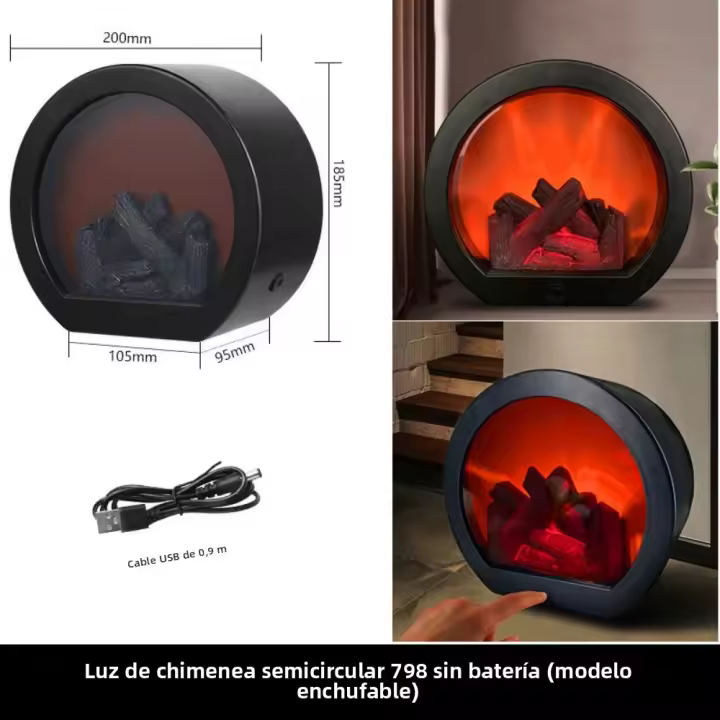 Lámpara Decorative LED Flame - Efecto llama 3D with retro base, USB/Bagería, para dormitorio/exterior/Regalos - 1