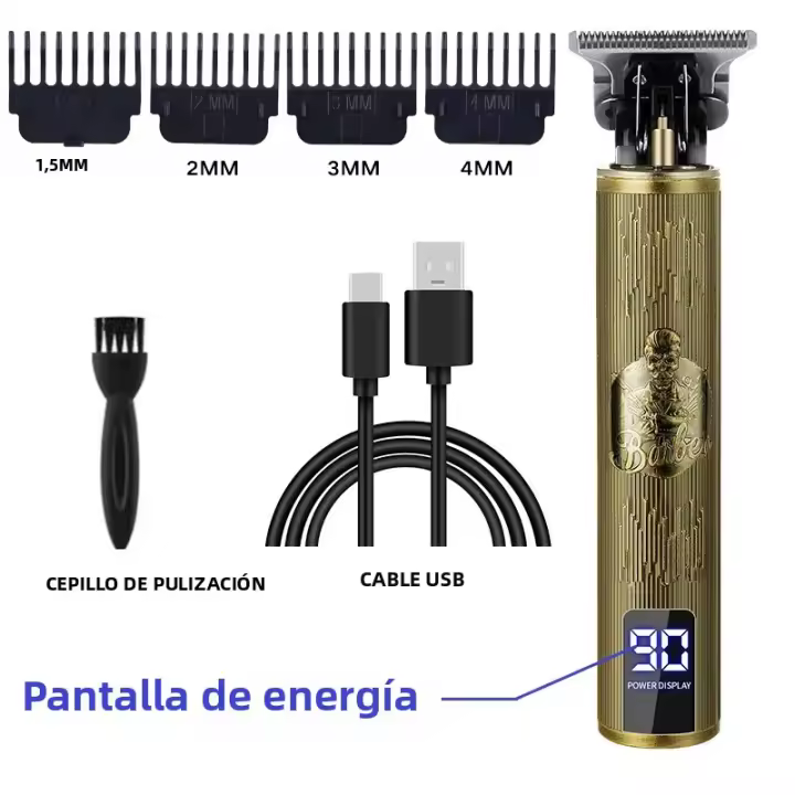 T9 Vintage Cortadora De Pelo Profesional Recargable Para Barbear Corte Sin Salir Tipo-C Tiempo De Uso 50 Minutos - 1