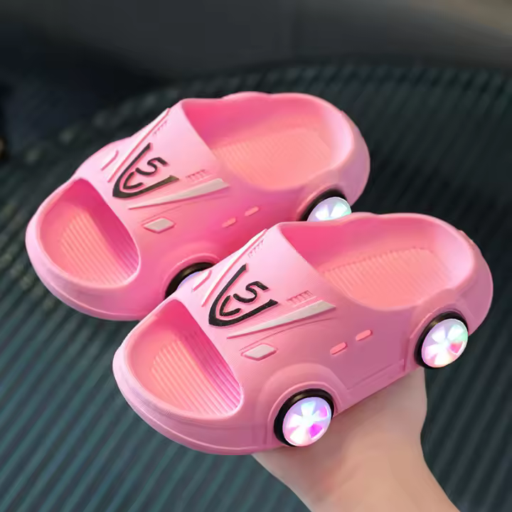 Chupines De Verano Para Niños Y Niñas Antideslizantes Interiores Con Diseño De Coche Cartoon Encantador Talla Ajustable Para 1-2 Años - 1