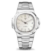 Reloj Automático Tandorio Design Para Hombres Con Dial Texturizado Azul Gris 40mm Movimiento NH35 Impermeable 10BAR Correa De Acero Inoxidable 316L - details 2