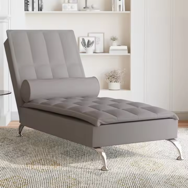 vidaXL Sofá diván de masaje con cojín de tela taupe - 1