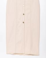 Vestido Largo De Denim Plegado TRAF Para Mujer Estilo Casual Cintura Natural Manga Corta Cierre Único Vestidos De Calle - details 5