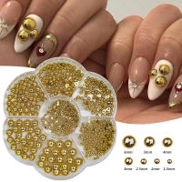 Accesorios De Uñas DIY Con Perlas AB De Resina Coloridas Y Tamaños Variados Paquete De 7 Grillas De Medio Círculo Lujo - details 5