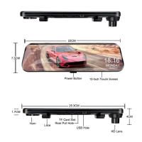 Cámara De Coche Con Pantalla Táctil De 10 Pulgadas 1080P DVR Grabadora De Video Espejo Dual Lente Streaming Grabadora De Conducción Negro - details 16