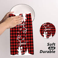 Toallas De Navidad a Cuadros Rojas Y Negras 5 Piezas Absorbentes Secado Rápido No Desvanecimiento No Caída De Pelusa Para Pelo - details 4