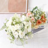 1/3Pcs Arreglo De Flores Artificiales Rosa Para Decoración De Hogar Y Jardín Decoración De Boda Y Fiestas Fake Flowers Garden Wedding Party Decoration - details 3