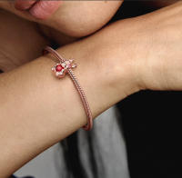 PANDORA Charm de conejo de buena suerte y paz de en oro rosa - details 0