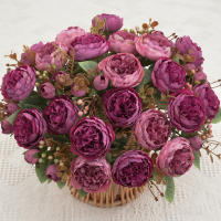 1 Pieza De Flores Artificiales Peonia De Seda Para Decoración Casa Boda Fiesta Faux Bouquet Arreglo De Plástico - details 17