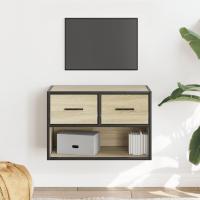 vidaXL Mueble TV madera ingeniería y metal 60x31x39,5 cm en color Roble Sonoma/Gris sonoma/Roble ahumado y más | almacenamiento funcional diseño moderno para baño dormitorio sala - details 0