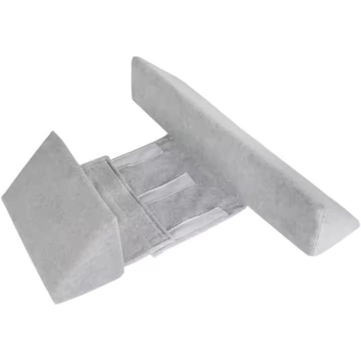 Cojín de posicionamiento lateral triangular ajustable para dormir de lado Protector de Caida extraible y lavable Cojín para Bebe Leche antiescupida (GRIS) - 1