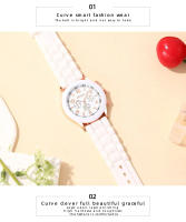 Reloj De Cuarzo Para Hombres Y Mujeres De Moda Simple Con Correa De Silicona Reloj De Pulsera Negocios Casual Plata 4 Piezas - details 3