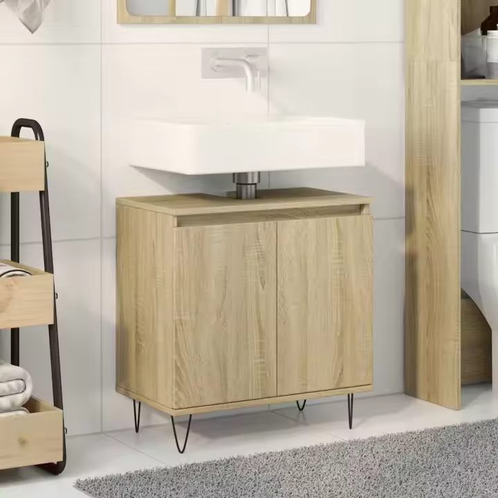 vidaXL Armario de baño madera de ingeniería roble Sonoma 58x33x60 cm - 1