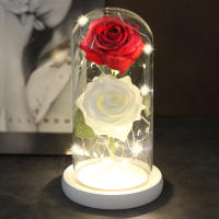 Lámpara De Rosas Rojas En Domos De Vidrio Base De Madera Belleza Y Bestia Regalo De San Valentín Y Navidad Decoración Para El Hogar - details 18