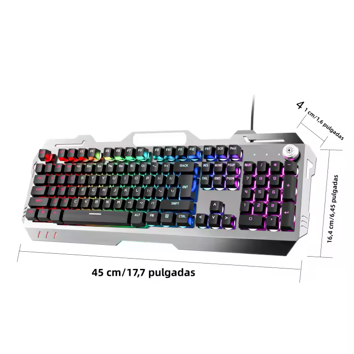 Teclado Membránico Conexión Cableada EWEADN GX810 Panel Metálico Con Botón Multimedia Y Soporte Para Móvil Para Juegos Y Oficina Negro - 1