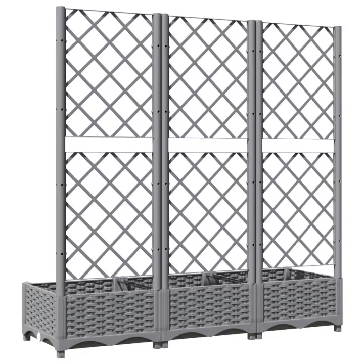 vidaXL Jardinera con enrejado PP gris claro 120x40x121,5 cm - 1