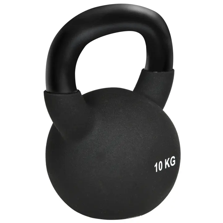 HOMCOM Pesa Rusa de 10 KG de Hierro Fundido con Recubrimiento de Neopreno Bola de Pesas con Mancuernas oscilante apta para el Piso para Levantamiento de Pesas, acondicionamiento, Fuerza y Entrenamiento Central - 1