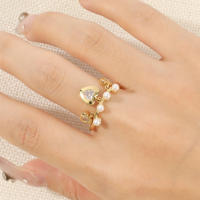 Encanto Anillo de lazo para mujer, estilo elegante, chapado en cobre de 14 quilates, con flor. - details 32