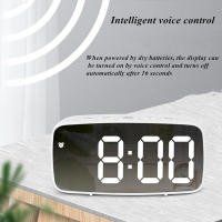 Acrylic/Mirror Digital Alarm Clock Voice Control (Powered By Battery) Table Clock Snooze Night Mode 12/24H Electronic LED Clocks - details 5