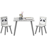 ZONEKIZ Mesa y Sillas Infantiles de 3 Piezas Mesa Infantil con 2 Sillas Juego de Muebles para Actividades para Niños de 3-8 Años para Dormitorio Sala de Juegos Gris y Blanco - details 0