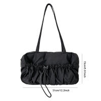 Bolso De Hombro Para Mujer Capaz De Pleated Gran Capacidad Ligero Estilo Casual Bolso De Viaje Con Cierre De Cordón - details 10