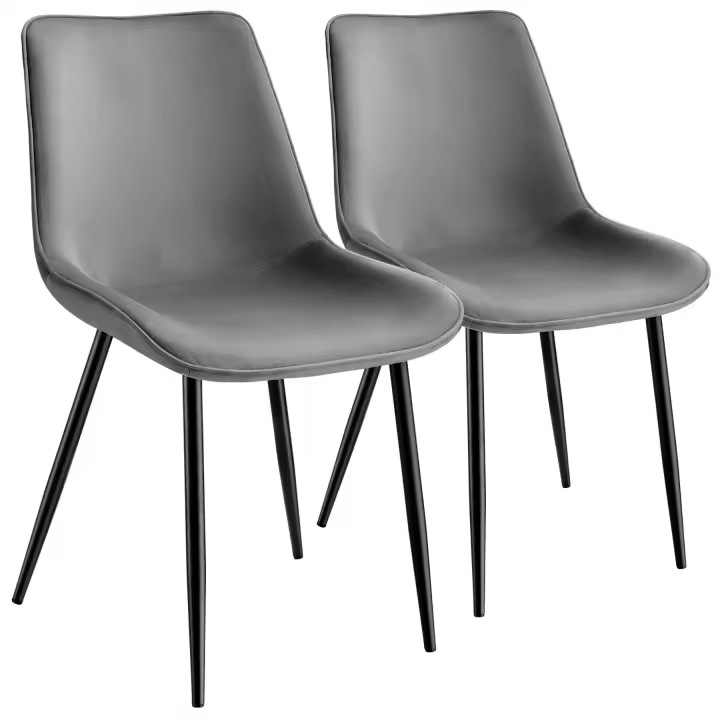 Tectake - Sillas de comedor Monroe, 48 x 59 x 82,5 cm, Terciopelo acolchado, Silla para salón o dormitorio, Mueble moderno, Respaldo continuo, Patas de acero esbeltas, Topes antideslizantes, Sillas para salón modernas, Capacidad de carga 120 kg - 1