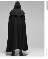 Cayado Medieval Para Hombres Y Mujeres Capa Con Capucha Gótica NegraFantasía Vikinga Traje De Cosplay Para Halloween - details 4
