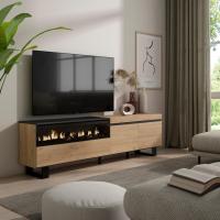 Skraut Home - Mueble de Televisión en melamina de alta calidad - 203x35x57cm - Fuego led efecto 3d - Veteado de madera - Tacto poroso - Estilo Moderno Elegante - details 0