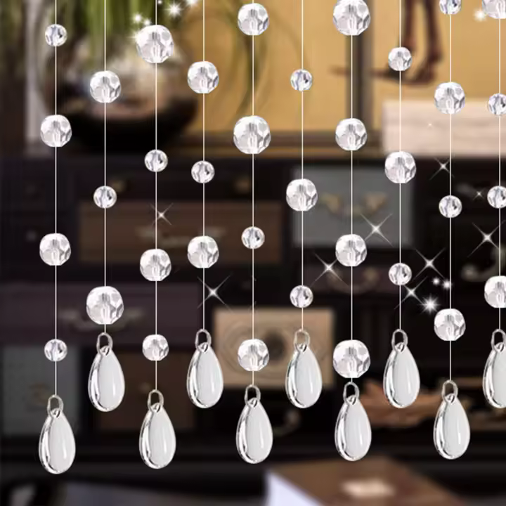 Cortina De Bolas De Cristal Para Sala De Estar Y Dormitorio Decorativa Para Bodas Y Fiestas Cortina De Vidrio Moderna Para Ventana - 1