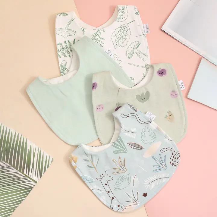 4pcs Pañuelos Ajustables De Algodón Para Bebés Recién Nacidos Bandana De Burp Para Niños Y Niñas Toalla De Lágrimas Para Comer - 1