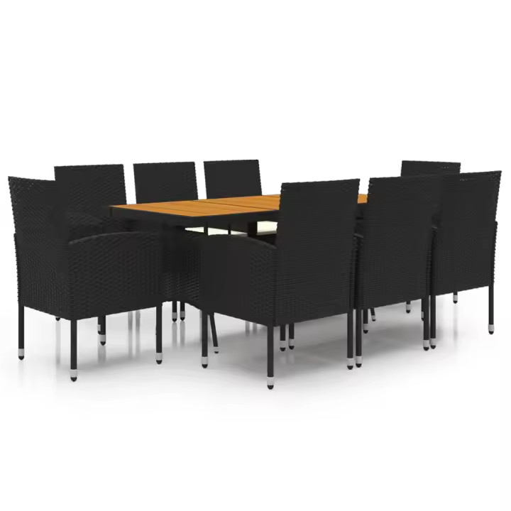 vidaXL idaXL Juego de comedor de jardín 9 piezas ratán sintético negro - 1