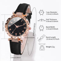 Reloj De Cuarzo Para Mujer Con Correa De Cuero PU Y Rhinestone 2PCS/set Con Pulsera De Corazón Moda Casual No Aquejado Al Agua - details 4