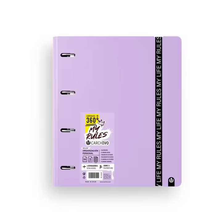ARCHIVADOR 360 CARCHIVO MY RULES – CON SEPARADORES Y PLANNERS – EDICIÓN ESPECIAL PARA ESTUDIANTES VIOLETA - 1