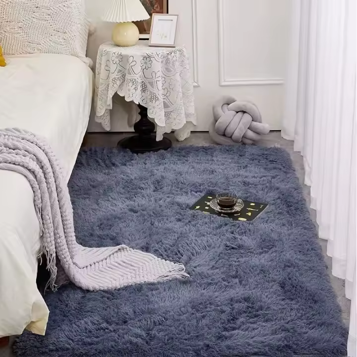 VIKAMA Alfombra De Seda Y Lana Verde Lujo Para Dormitorio Y Sala De Estar Alfombra Nórdica Para Mesa De Café Y Lado De Cama Para Habitación De Niña - 1