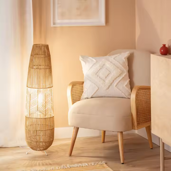 Ledkia Lámpara de Pie Papel Trenzado Satie Natural - 1