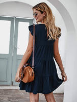 Vestido Mini Elegante Para Mujer Con Volantes Estilo Harajuku Casual Sin Mangas Cuello Redondo A-Line Vintage Para Playa Y Fiestas - details 11