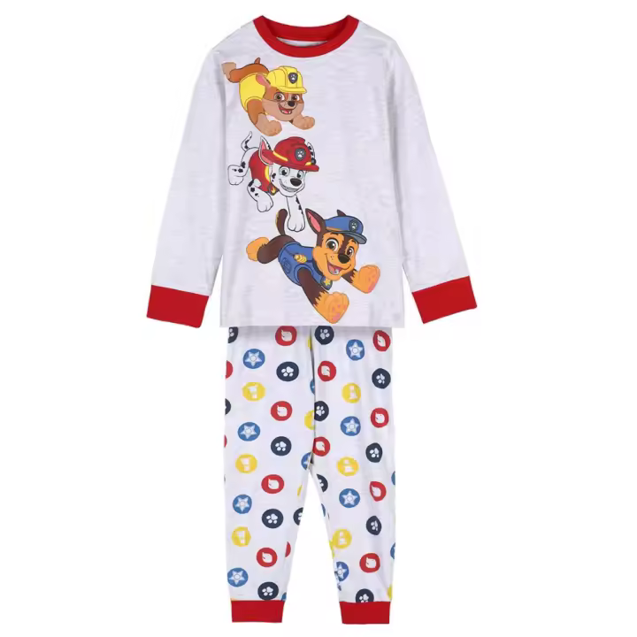 Pijama Manga Larga Patrulla Canina Friends Gris Claro y Rojo Niño - 1