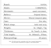 Reloj De Pulsera De Acero Inoxidable SANDA Para Hombres Y Mujeres Resistente Al Agua Y Al Choque Con Display Numeral Romano Moda Y Casual - details 5