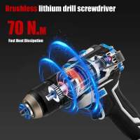 21V Brushless Drill Electric Screwdriver 70N.M Cordless Power Driver Multi-function 2 Speed Adjustable Power Tools for Makita 21V Battery - details 2