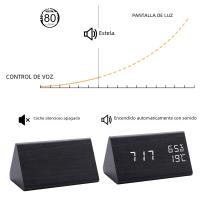Reloj De Despertar Digital LED En Madera Con Control Por Sonido Y Luz USB/AAA Poderado Decoración De Mesa Para El Hogar Estilo Moderno Y Antiguo - details 3