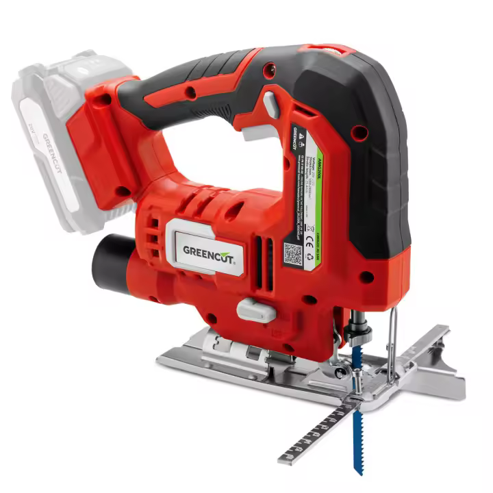 GREENCUT SRJ200L-SB - Sierra de calar 20V, batería litio NO INCLUIDA, 4 posiciones de chuchilla, velocidad ajustable y profundidad corte hasta 65 mm - 1
