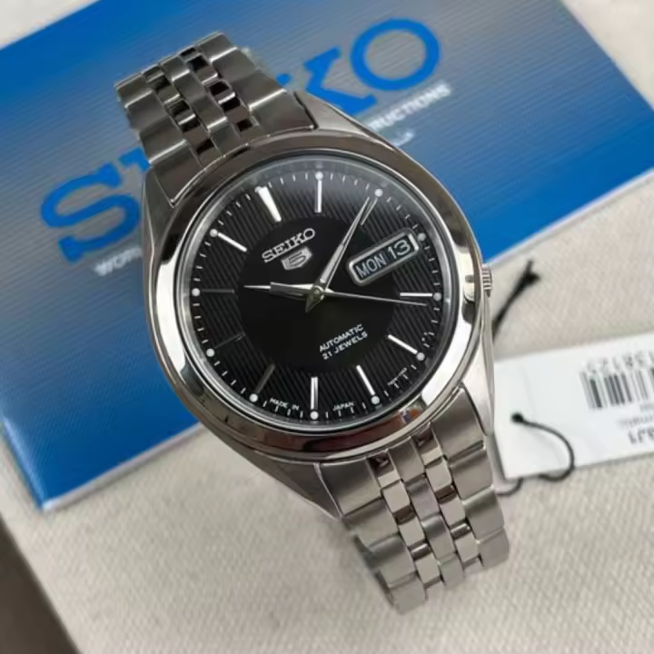 Reloj Automático hombre Seiko 5 SNKL23K1 38mm dial negro correa acero inoxidable - 1