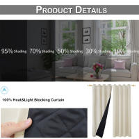 Panel De Cortinas Aislantes De Calor Pesadas Y Gruesas Para Sala De Estar Negro 100% Bloqueo De Luz Y Calor En Invierno Cortinas Térmicas Con Anillas Para Ventanas - details 4