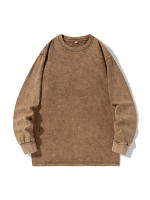 Camiseta De Algodón Grueso Para Hombre Retro Y Amplia Estilo Coreano Y2K Con Mangas Largas Y Cuello En V Para La Calle Alta - details 14