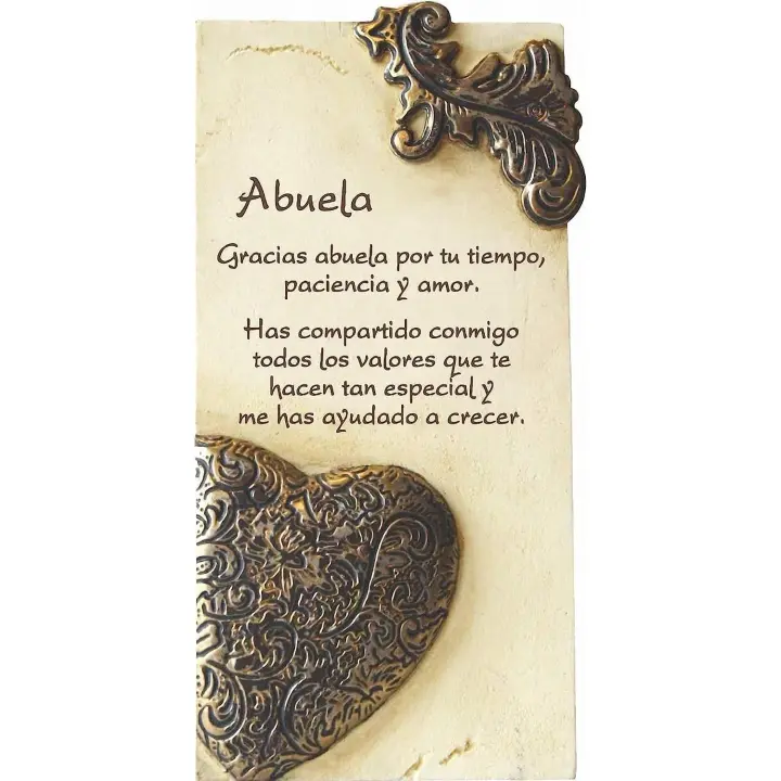 Pergamino de piedra labrado con mensaje especial ABUELA corazón - 1