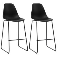 vidaXL Taburetes de cocina unidades plástico negro en 2 uds o 4 uds | cómodas modernas ergonómicas para comedor cocina salón hogar - details 0