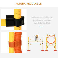 PawHut Equipo de Entrenamiento de Agilidad para Perros de 3 piezas Set de Agilidad con Obstáculos de Salto Aro Valla de Altura Ajustable y Bolsa de Transporte Amarillo - details 4