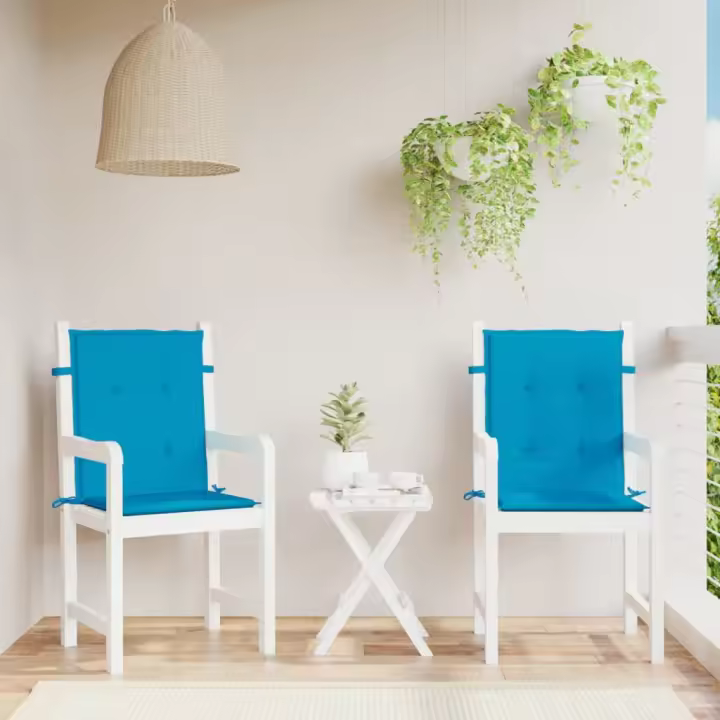 vidaXL Cojín silla jardín respaldo bajo 2 uds tela Oxford azul - 1