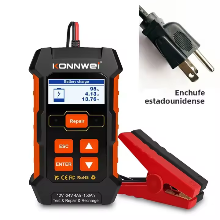 Herramienta De Reparación De Batería De Coche Automática 12V10A 24V5A Para Baterías De Plomo-Acidez AGM Gel Litio Con Pantalla LCD De Alta Resolución - 1