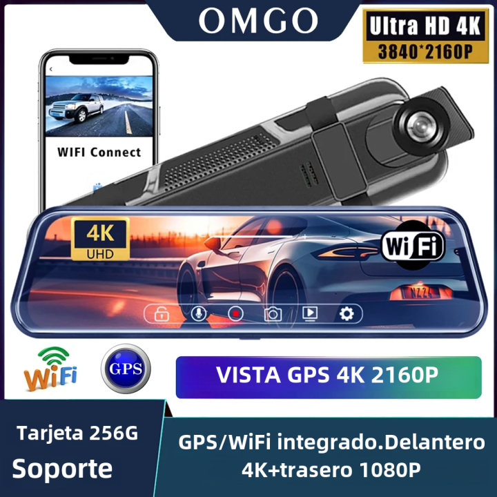 Cámara De Coche 4K 10 Pulgadas Con WiFi GPS DVR Espejo Dual Lente Grabadora De Vídeo IPS Pantalla Resolución 3840x2160P Para Automóvil
